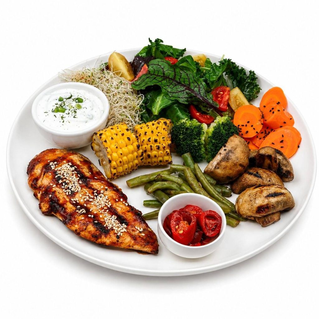 مرغ و سبزیجات